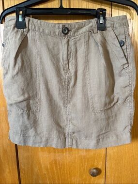 GAP Tan Linen-Blend Mini Skirt 100% Linen